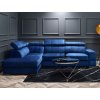 Rohová rozkladacia HAROLD tmavomodrý zamat + čierne nohy