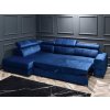 Rohová rozkladacia HAROLD tmavomodrý zamat + čierne nohy