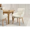 Moderná jedálenská stolička KAI ekokoža krémová + dubové nohy