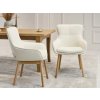 Moderná jedálenská stolička KAI ekokoža krémová + dubové nohy