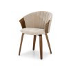 Dizajnová čalúnená stolička NOLA béžová + orech