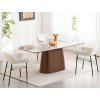 jedálenský Mramorový keramický stôl JAMIE 200cm béžová + orech