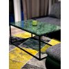 Dizajnový konferenčný stolík GREEN, čierna + zelený mramor