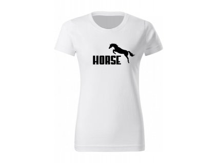 Dámské tričko - 'značka' HORSE (Barva trika bílá (00), Barva potisku černá, Velikost XS)