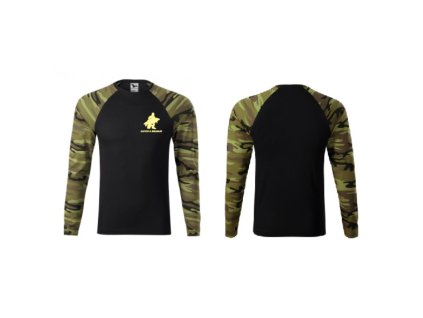 Pánské tričko s dlouhým rukávem 'Catch and release' (Obrázek hrudník, Barva Camouflage, Velikost XS)