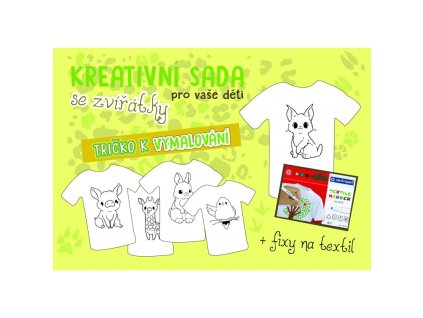 Dětské tričko s obrázkem a kreativní ZVÍŘÁTKOVOU sadou 'VYBARVI A NOS!' (Barva trika bílá (00), Dětská velikost 104/3 roky, Návrh/obrázek Králíček)