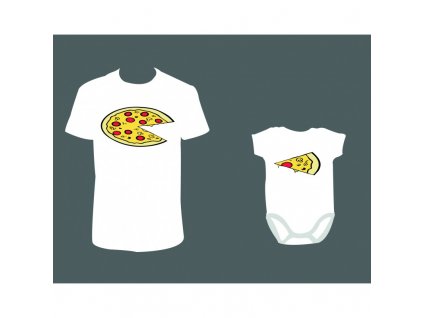 Rodinné/pánské tričko + Body 'Pizza' (Barva trika bílá (00), Velikost XS, Dětská velikost 50-56/0-2 měsíce)