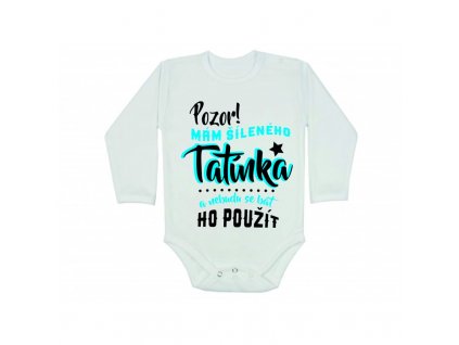 Dětské body 'Pozor! Mám šíleného TATÍNKA' (Barva potisku nebeská modrá, Dětská velikost 50-56/0-2 měsíce)
