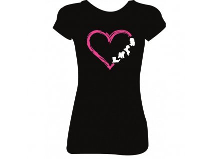 Dámské tričko - BOLOŇSKÝ PSÍK v srdci (Barva trika bílá (00), Velikost XS)