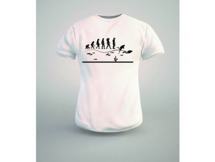 Pánské tričko 'EVOLUCE - Potápěč' (Barva trika bílá (00), Barva potisku černá, Velikost XS)