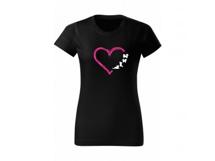Dámské tričko - Čivava v srdci (dlouhosrstá) (Barva trika bílá (00), Velikost XS)