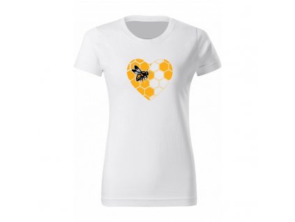 Dámské tričko - VČELA (srdce) (Barva trika bílá (00), Velikost XS)