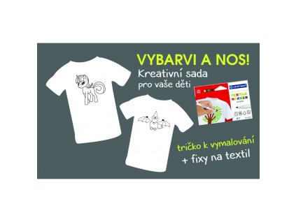 Dětské tričko s obrázkem a kreativní sadou 'VYBARVI A NOS!' (Barva trika bílá (00), Dětská velikost 104/3 roky, Návrh/obrázek Cupcake)