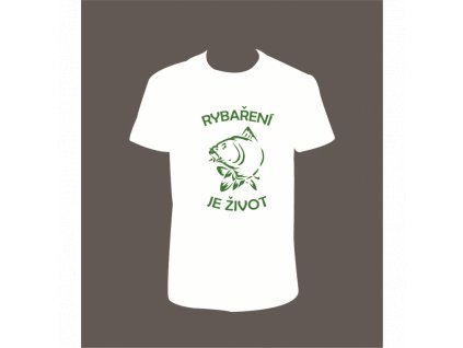 Pánské tričko 'Rybaření je život' (Barva trika bílá (00), Barva potisku černá, Velikost XS)