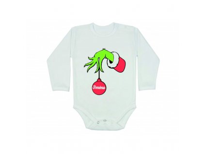 Dětské body s vánočním potiskem - Grinch (Barva Bílá, Dětská velikost 62/2-3 měsíce)
