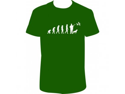 Pánské tričko 'Evoluce - myslivec' (Barva trika bílá (00), Barva potisku černá, Velikost XS)
