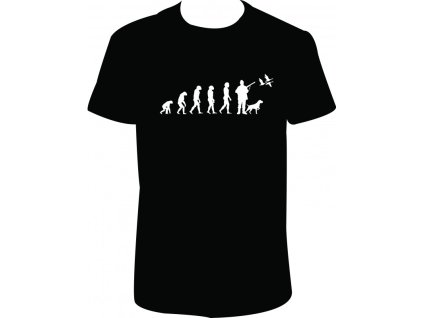 Pánské tričko 'Evoluce - myslivec' (Barva trika bílá (00), Barva potisku černá, Velikost XS)
