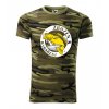 Pánské tričko 'Zrozen k rybaření' (Barva Camouflage, Velikost XS)