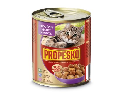 PROPESKO Cat hovězí a játra v omáčce 830g