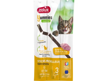 ZOLUX YUMMIES krůtí a játra 3 ks | Měkké masové tyčinky pro kočky