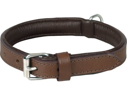 Flamingo Arizona Kozeny obojek s penovou vyplni Hneda S M 2607202309143047142