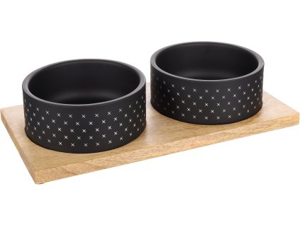 Flamingo Duo Dinner Nervo Nerezove misky pro psy na podnosu 2010202313273199924