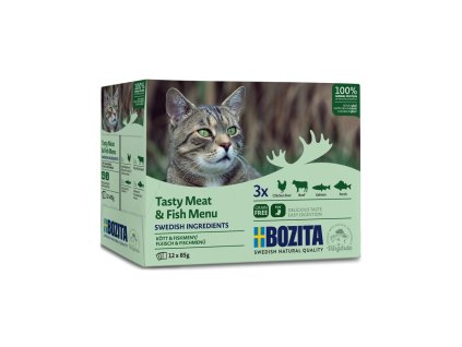 Bozita Cat kousky masa a ryb v želé 12x 85g