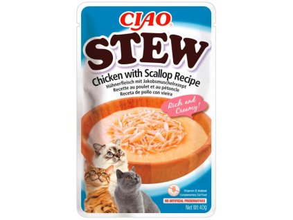 CHURU Cat Stew kuřecí s hřebenatkou 40 g | kapsička