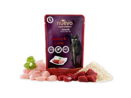 Nuevo kočka kapsa senior drůbeží a jehněčí s rýží 85g