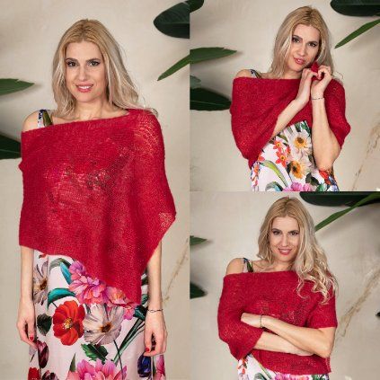 RUČNĚ PLETENÉ PONČO ALPLAKA HEDVÁBÍ