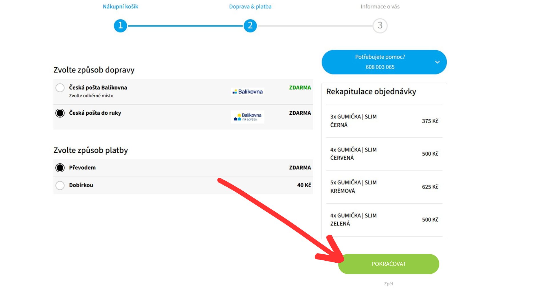 volba dopravy a platby