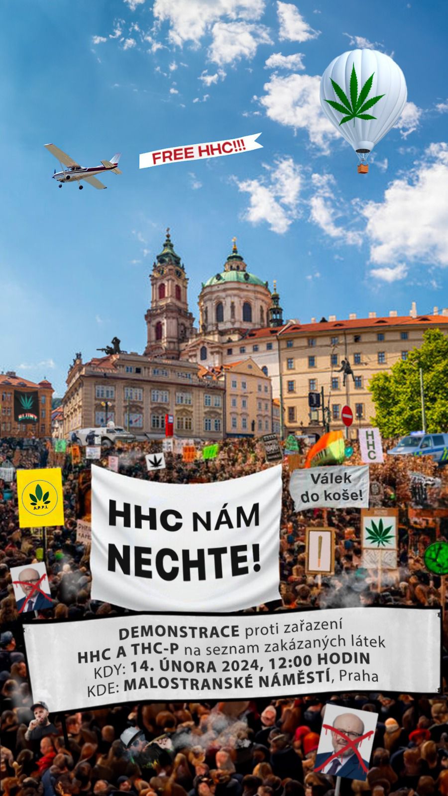 Demonstrace proti zavedení HHC a THCP na seznam zakázaných látek