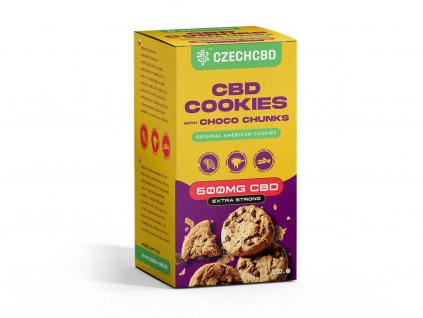 CBD Cookies s čoko kousky, 500mg CBD