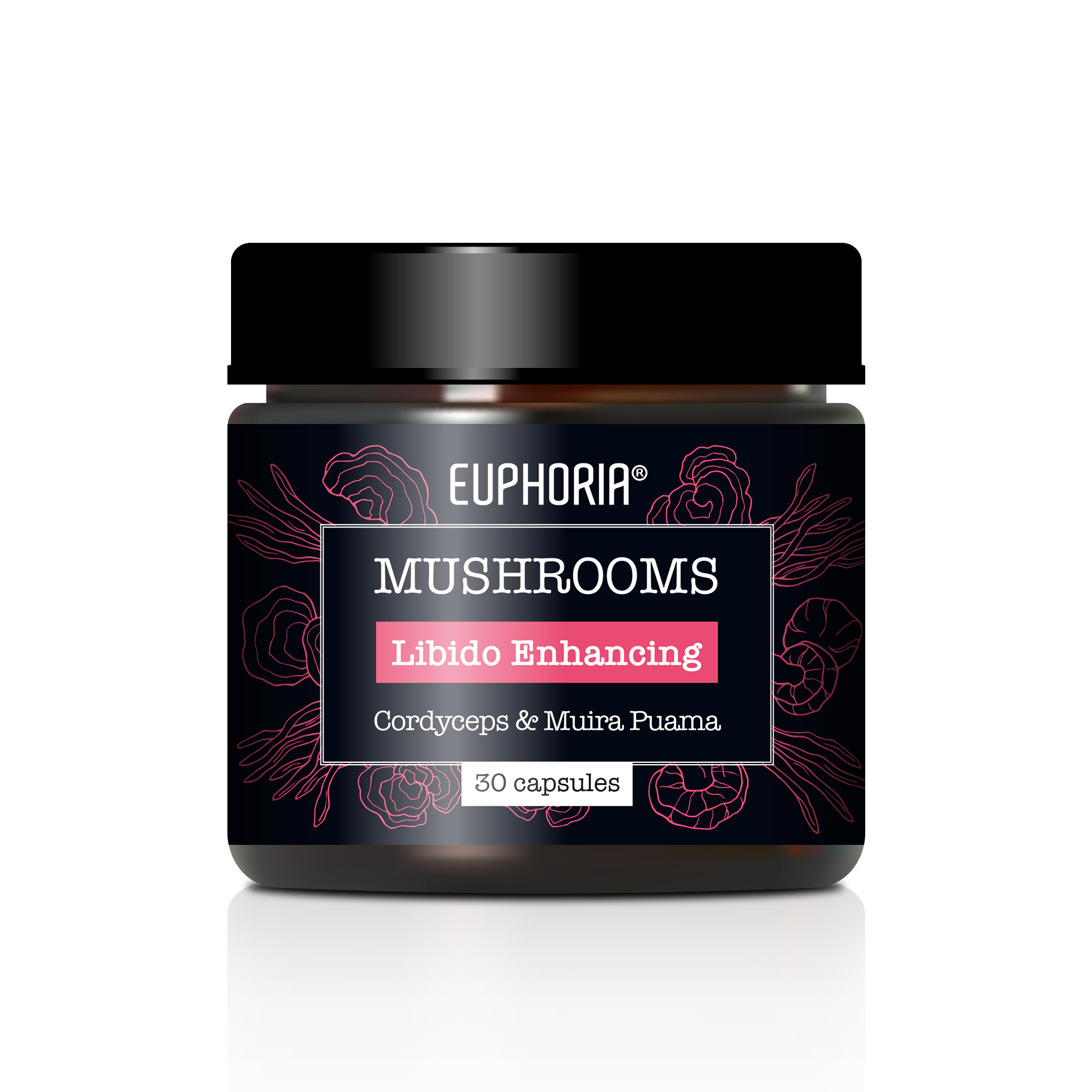 Euphoria Euphoria, Houbové kapsle Stress Relief, Ashwagandha & Brahmi, 30 ks kapslí