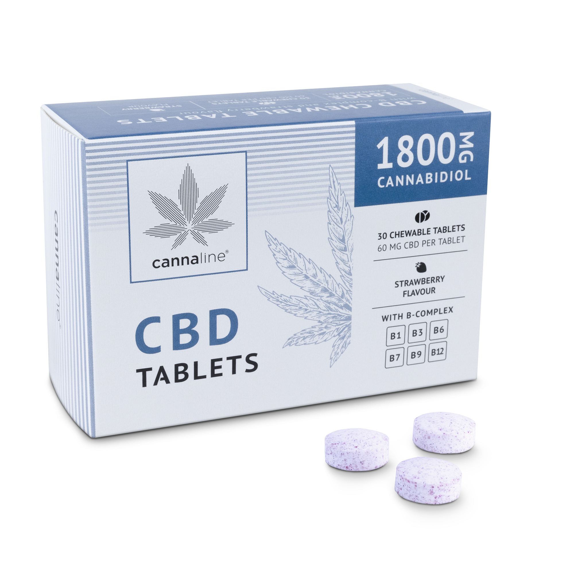 Cannaline Cannaline, Žvýkací tablety - 1800 mg CBD a vitamín B-Komplex, 30 ks