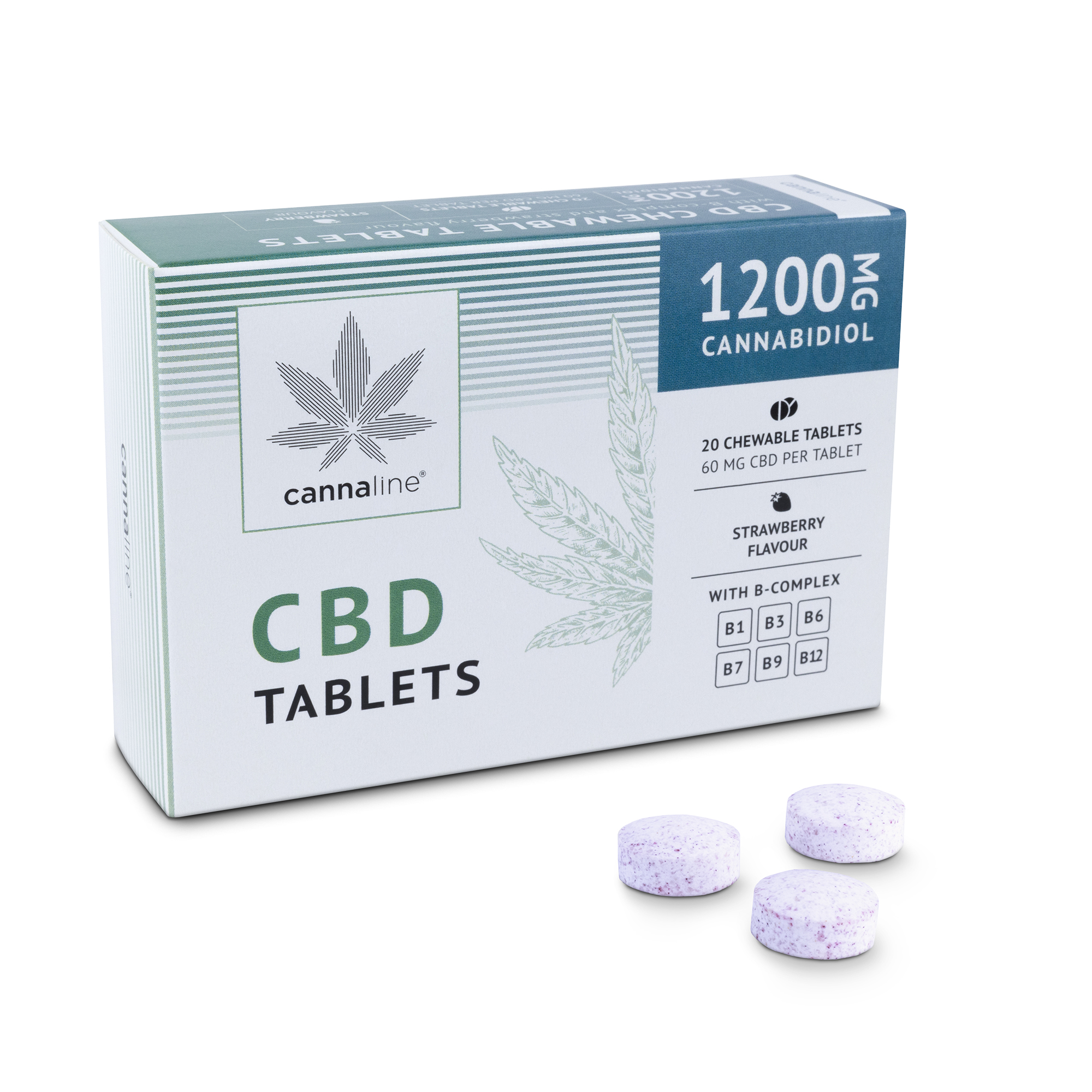 Cannaline Cannaline, Žvýkací tablety - 1200 mg CBD a vitamín B-Komplex, 20 ks