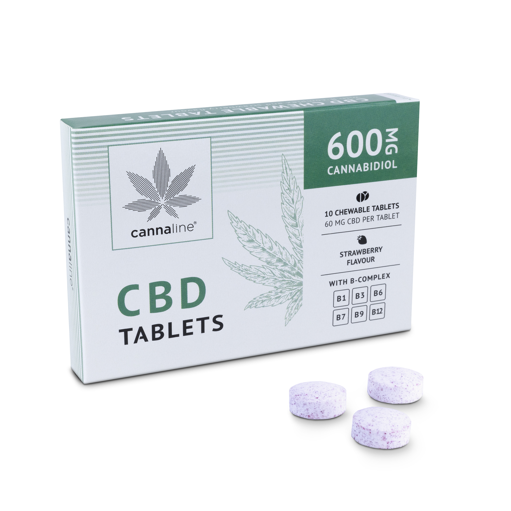 Cannaline Cannaline, Žvýkací tablety - 600 mg CBD a vitamín B-Komplex, 10 ks