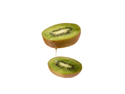 floating sliced kiwi fruit with clear background