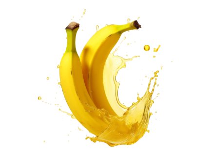 fresh yellow banana white background with splashing water