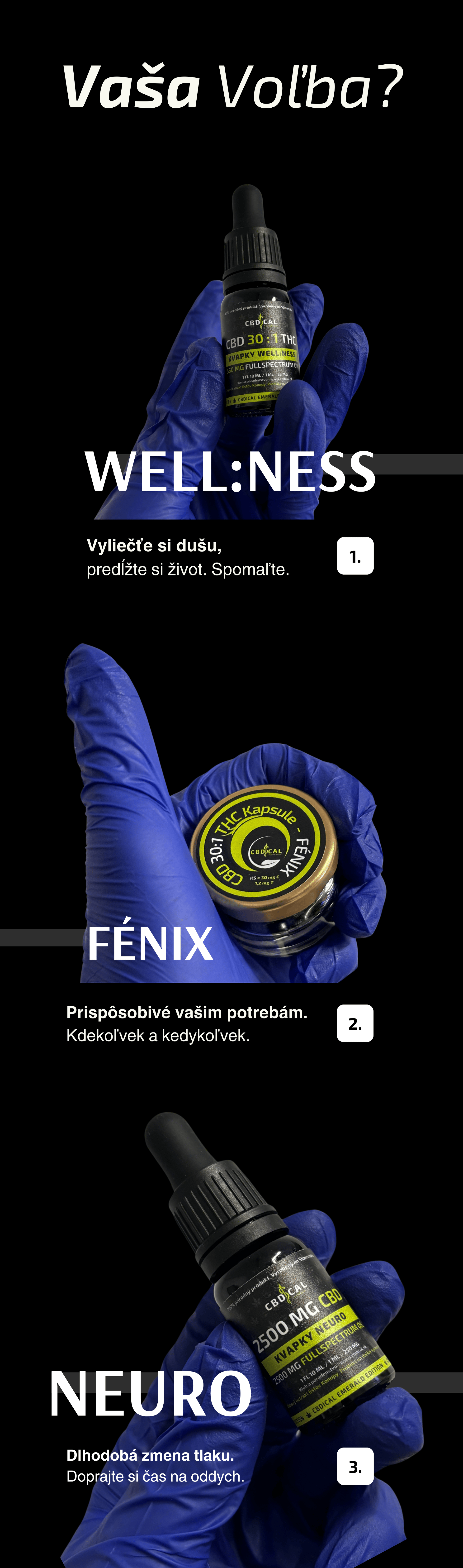 Konopné olejové extrakty CBDICAL. WELL:NESS pre dušu, UNIVERSAL kedykoľvek.