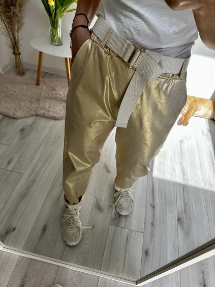 Luxusní kalhoty SHINE dark GOLD