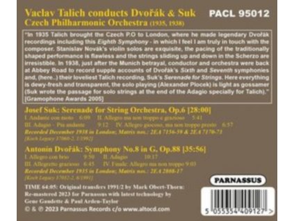 VACLAV TALICH - Vaclav Talich Conducts Dvorak & Suk (CD)