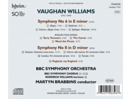 BBC SYMPHONY ORCHESTRA / MARTYN BRABBINS - Vaughan Williams: Symphonies Nos 6 & 8 (CD)