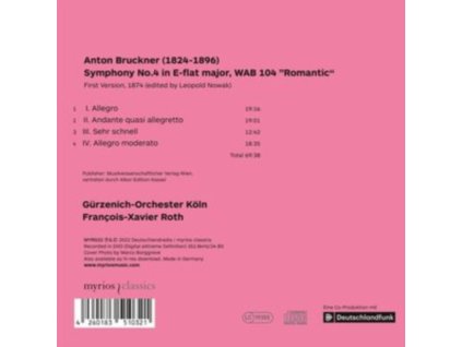 FRANCOIS-XAVIER ROTH / GURZENICH ORCHESTRA COLOGNE - Bruckner: Symphony No. 4 (First Version / 1874) (CD)