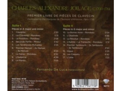 FERNANDO DE LUCA - Jollage: Premier Livre De Pieces De Clavecin (CD)