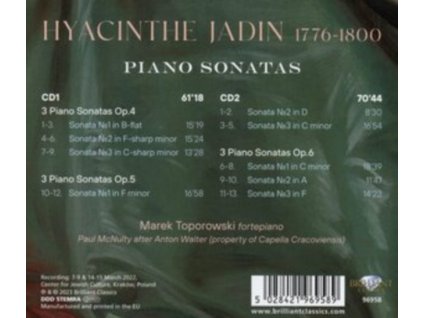 MAREK TOPOROWSKI - Jadin: Piano Sonatas Op.4-6 (CD)