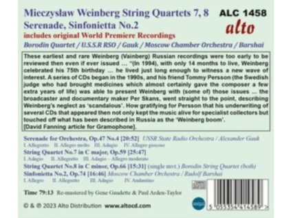 BORODIN QUARTET - Mieczyslaw Weinberg: Str Qrts Nos. 7 & 8 (CD)