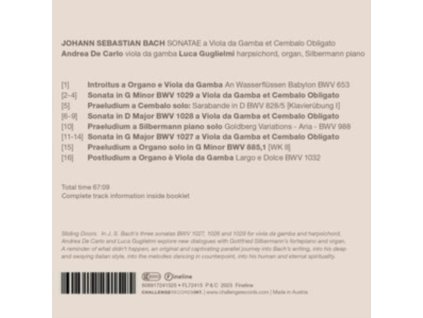 ANDREA DE CARLO & LUCA GUGLIELMI - J.S. Bach: Sonatae A Viola Da Gamba & Cembalo Obligato (CD)