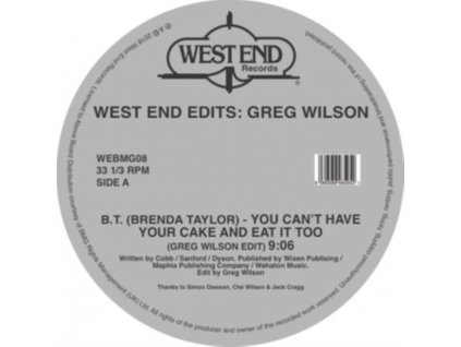 VARIOUS ARTISTS - West End Edits: Greg Wilson (12" Vinyl)