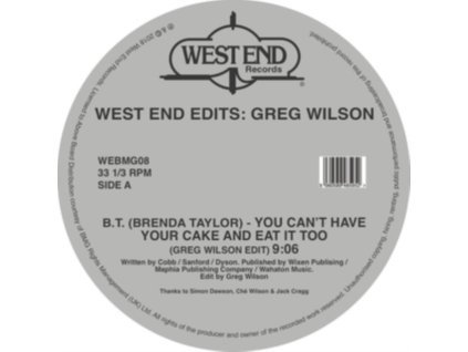 VARIOUS ARTISTS - West End Edits: Greg Wilson (12Inch" Vinyl)